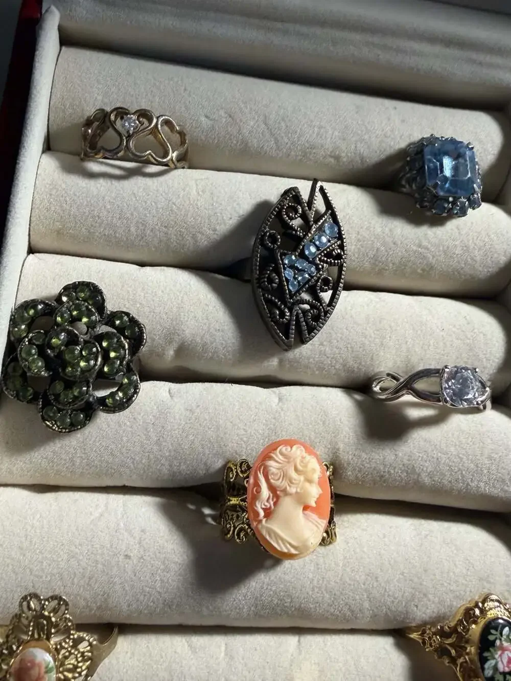 Assorted Vintage Style Costume Rings Lot Of 9